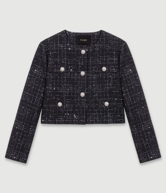 Maje Short Tweed Jacket Women Blazers and Jackets