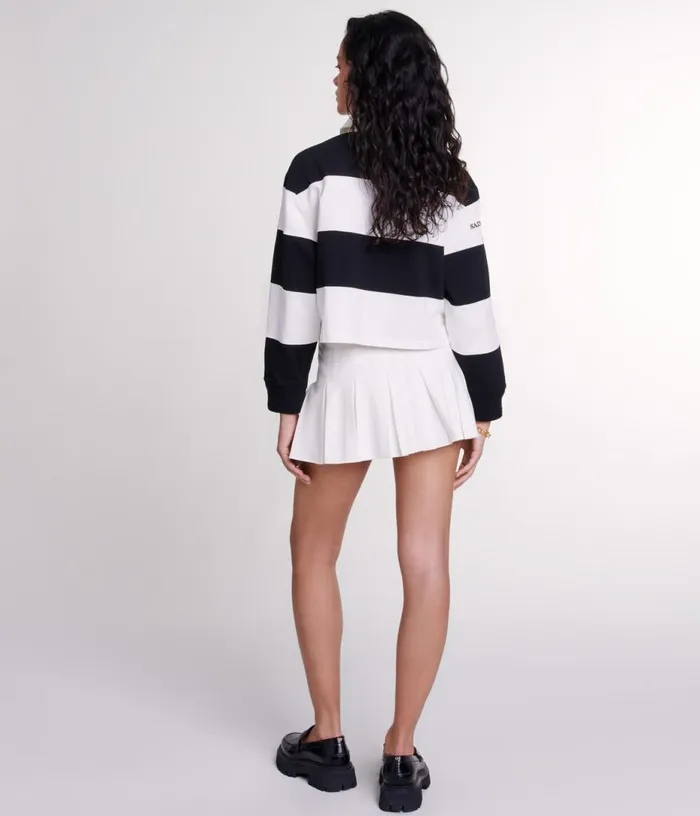 Maje Striped And Embroidered Polo Shirt Women Sweaters and Cardigans