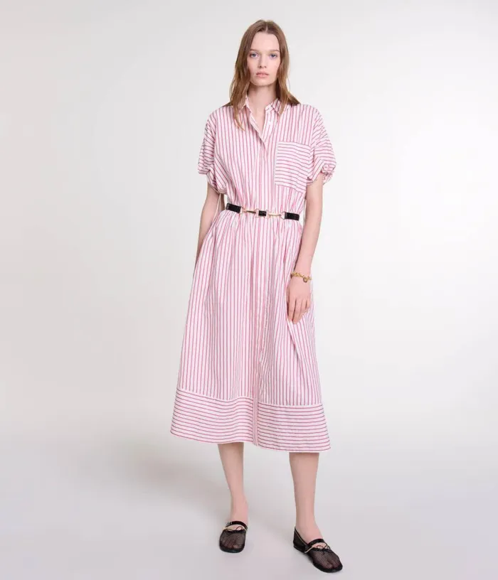 Maje Striped And Rhinestone Maxi Dress Women Dresses