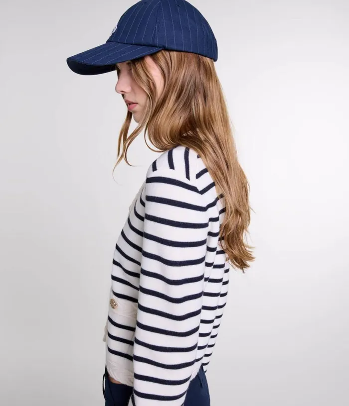Maje Striped Knit Cardigan Women Sweaters and Cardigans