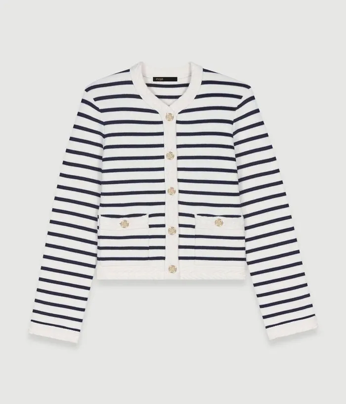 Maje Striped Knit Cardigan Women Sweaters and Cardigans