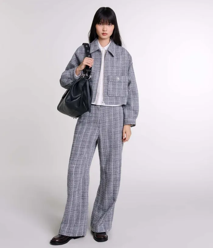Maje Tweed Trousers Women Pants and Jeans