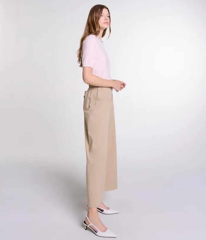 Maje Wideleg Cotton Trousers Women Pants and Jeans