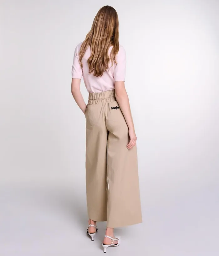 Maje Wideleg Cotton Trousers Women Pants and Jeans