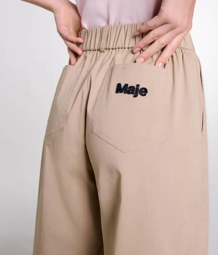 Maje Wideleg Cotton Trousers Women Pants and Jeans