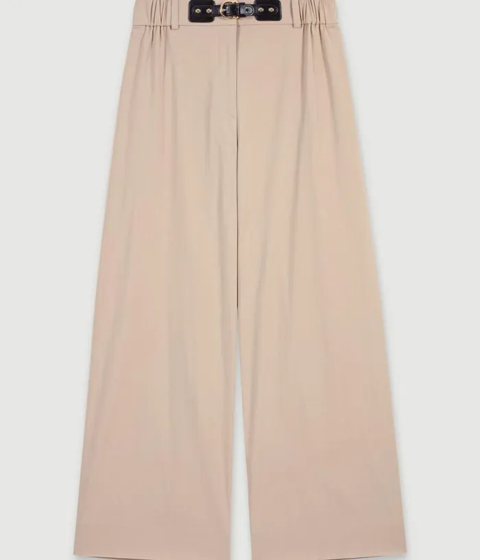 Maje Wideleg Cotton Trousers Women Pants and Jeans