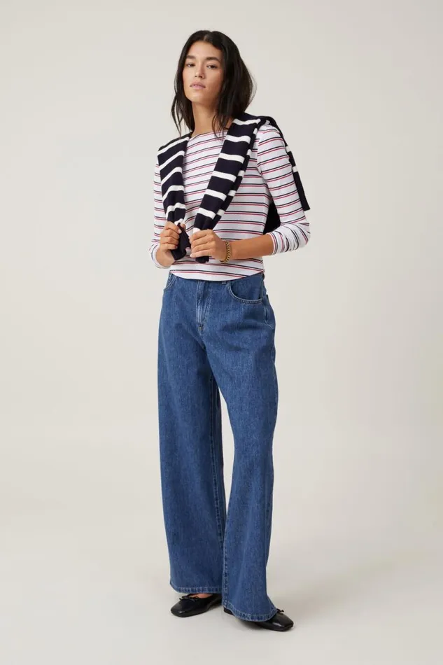 Margot Boat Neck Long Sleeve Top Dee Stripe Nautical Women Cotton On Tops Margot Boat Neck Long Sleeve Top Dee Stripe Nautical Women Cotton On Tops