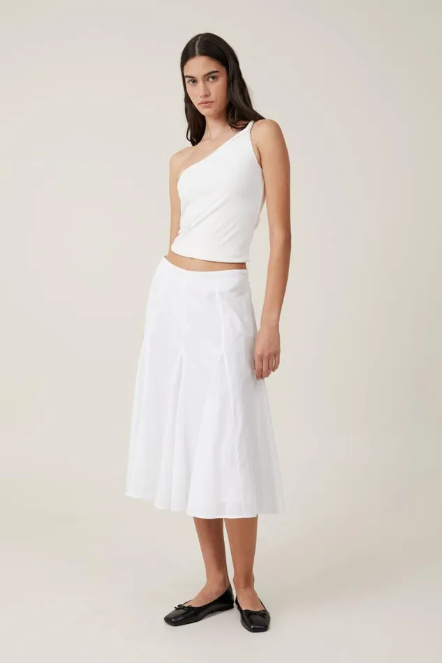 Margot Godet Midi Skirt White Women Cotton On Skirts