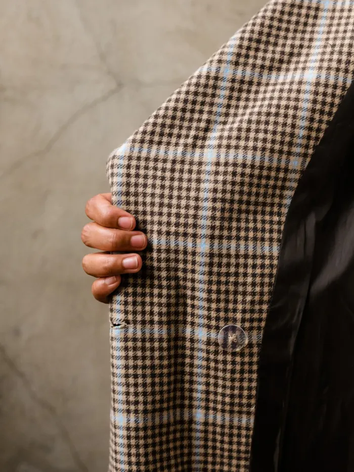 Marie Brushed Plaid Overcoat BlueNeutral Plaid Coats and Jackets Able Women