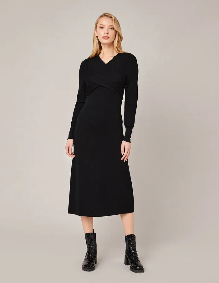MARYLING Black Dress ALINE KNITTED DRESS Black 8211 Women