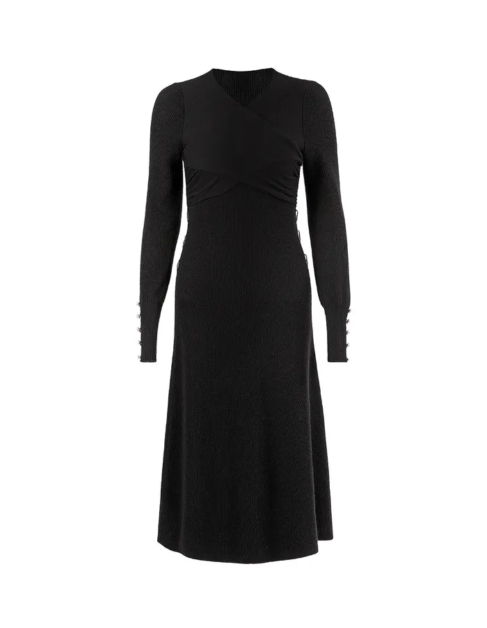MARYLING Black Dress ALINE KNITTED DRESS Black 8211 Women MARYLING Black Dress ALINE KNITTED DRESS Black 8211 Women