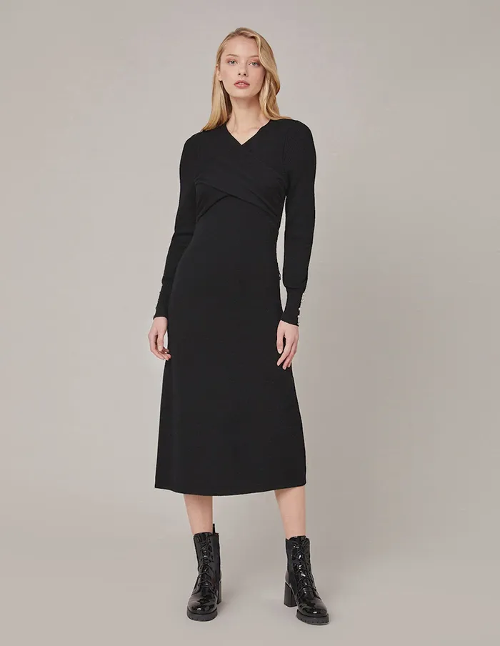 MARYLING Black Dress ALINE KNITTED DRESS Black 8211 Women MARYLING Black Dress ALINE KNITTED DRESS Black 8211 Women