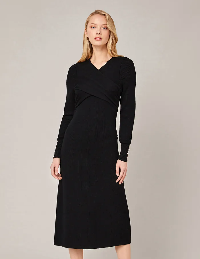 MARYLING Black Dress ALINE KNITTED DRESS Black 8211 Women MARYLING Black Dress ALINE KNITTED DRESS Black 8211 Women