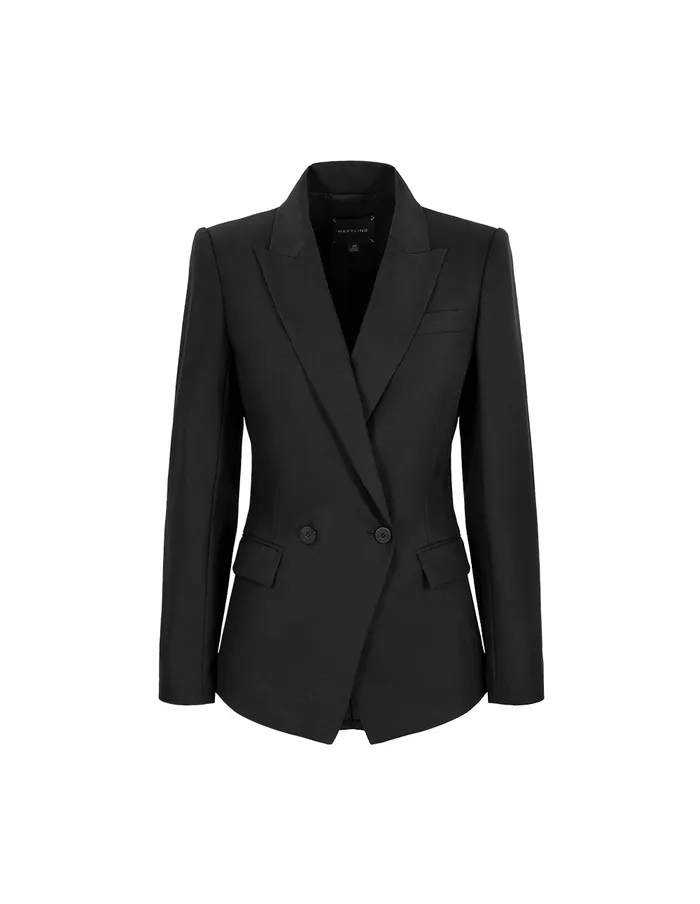 MARYLING Blazers Black Peaked Lapel DoubleBreasted Blazer Black 8211 Women MARYLING Blazers Black Peaked Lapel DoubleBreasted Blazer Black 8211 Women