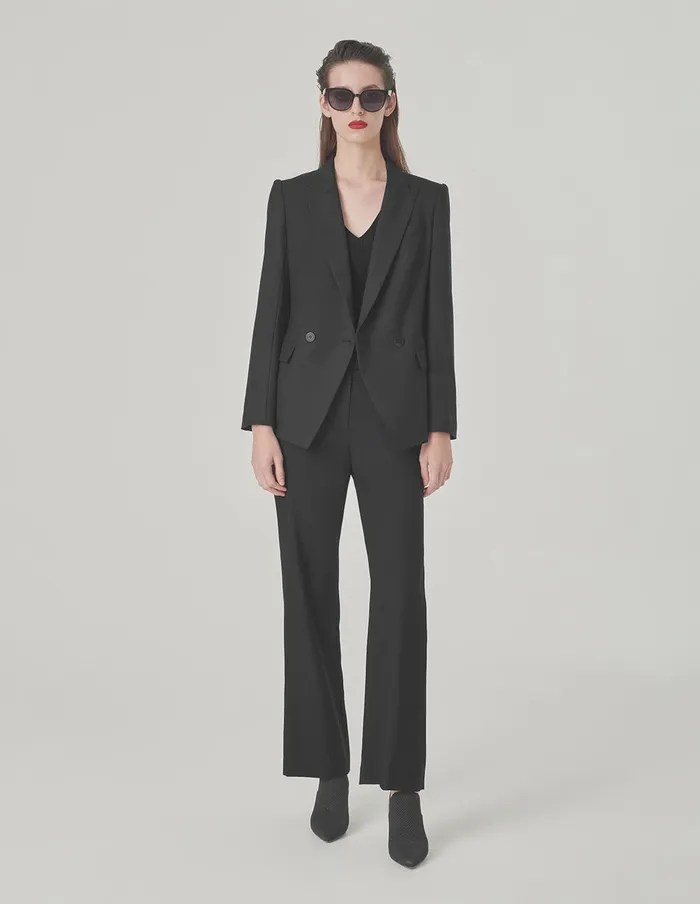 MARYLING Blazers Black Peaked Lapel DoubleBreasted Blazer Black 8211 Women MARYLING Blazers Black Peaked Lapel DoubleBreasted Blazer Black 8211 Women