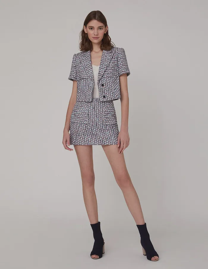 MARYLING Blazers Blue White Shortsleeved Blazer Mix 8211 Women MARYLING Blazers Blue White Shortsleeved Blazer Mix 8211 Women