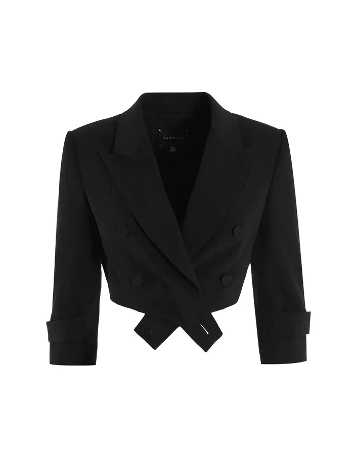 MARYLING Blazers Lapel Collar Mid Sleeve Suit Blazer Black 8211 Women MARYLING Blazers Lapel Collar Mid Sleeve Suit Blazer Black 8211 Women