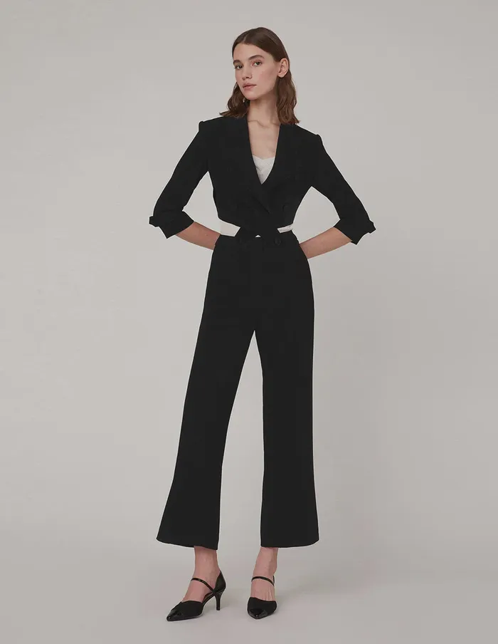 MARYLING Blazers Lapel Collar Mid Sleeve Suit Blazer Black 8211 Women MARYLING Blazers Lapel Collar Mid Sleeve Suit Blazer Black 8211 Women