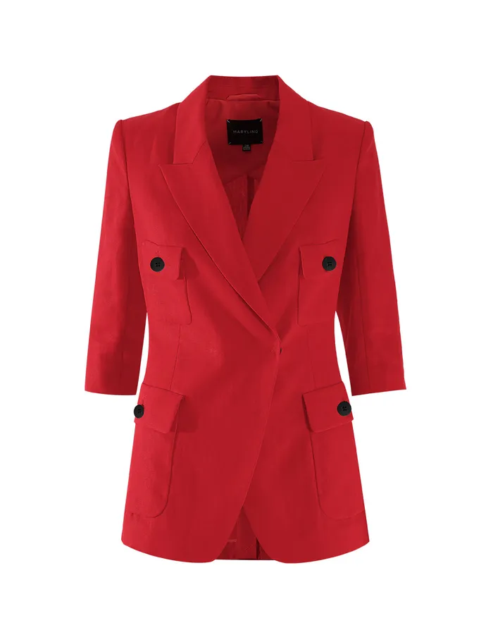 MARYLING Blazers Red MultiPocket Blazer Red 8211 Women MARYLING Blazers Red MultiPocket Blazer Red 8211 Women