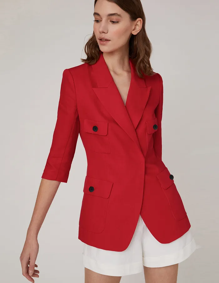 MARYLING Blazers Red MultiPocket Blazer Red 8211 Women MARYLING Blazers Red MultiPocket Blazer Red 8211 Women