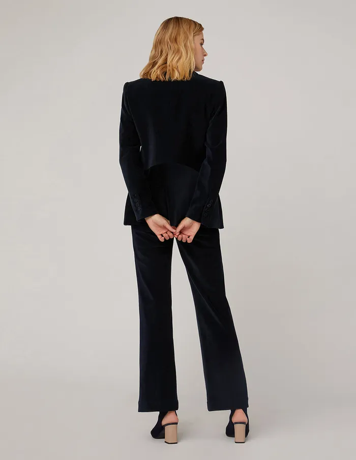 MARYLING Blazers Velvet DoubleBreasted PeakLapel Corduroy Blazer Blue 8211 Women MARYLING Blazers Velvet DoubleBreasted PeakLapel Corduroy Blazer Blue 8211 Women