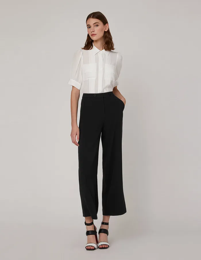MARYLING Blouse Pleated Design Chest Pocket And Puff Sleeves White 8211 Women MARYLING Blouse Pleated Design Chest Pocket And Puff Sleeves White 8211 Women
