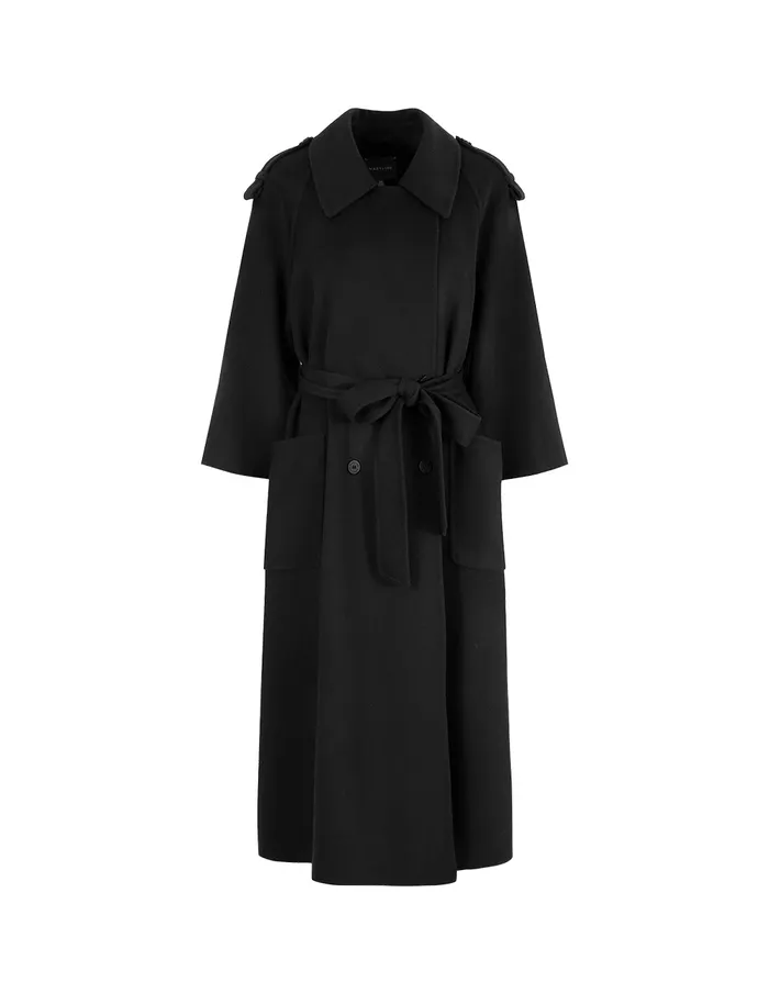 MARYLING Jacket and Coat Black DoubleSided Woolen Long Coat Black 8211 Women MARYLING Jacket and Coat Black DoubleSided Woolen Long Coat Black 8211 Women