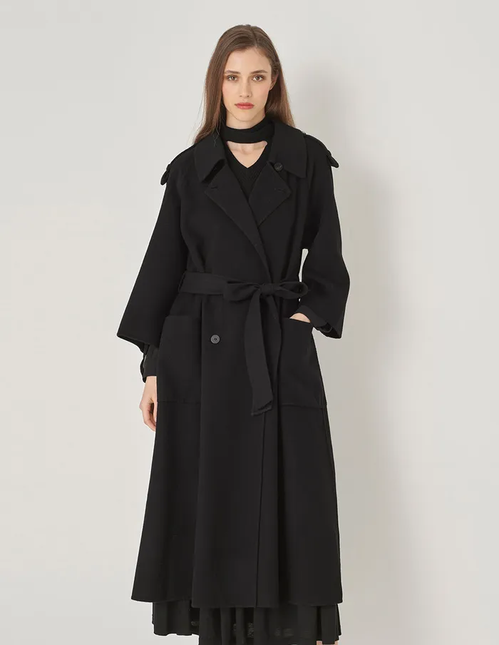 MARYLING Jacket and Coat Black DoubleSided Woolen Long Coat Black 8211 Women MARYLING Jacket and Coat Black DoubleSided Woolen Long Coat Black 8211 Women