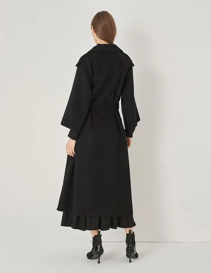 MARYLING Jacket and Coat Black DoubleSided Woolen Long Coat Black 8211 Women MARYLING Jacket and Coat Black DoubleSided Woolen Long Coat Black 8211 Women