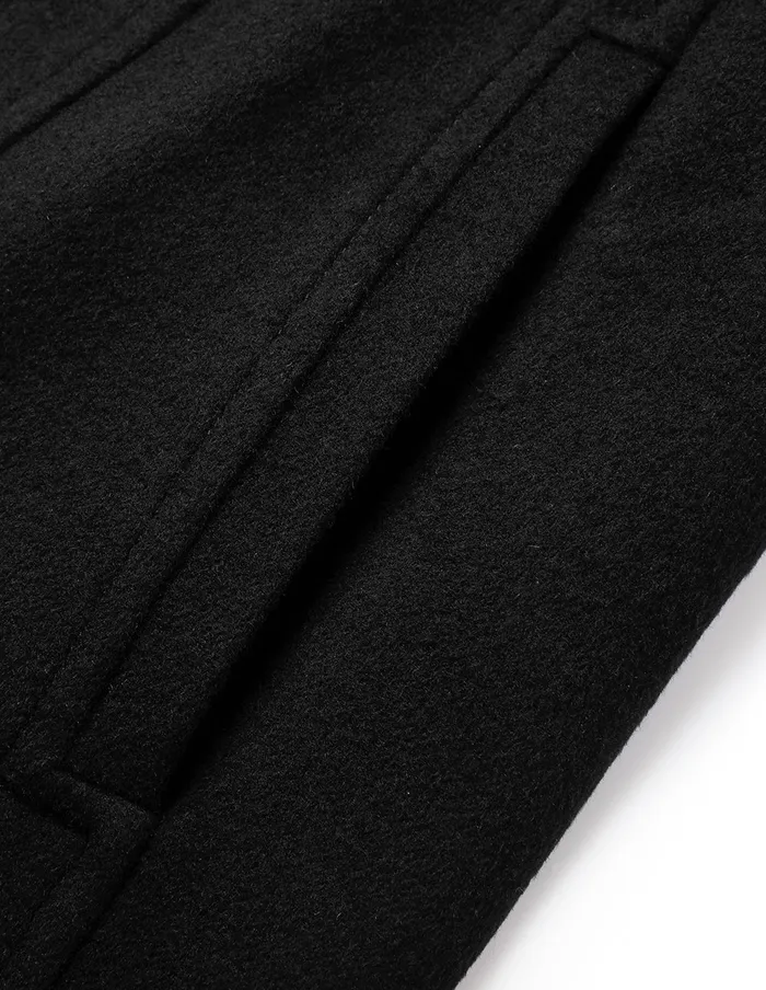 MARYLING Jacket and Coat Black Lapel Zipper Design Belted DoubleFaced Coat Black 8211 Women MARYLING Jacket and Coat Black Lapel Zipper Design Belted DoubleFaced Coat Black 8211 Women