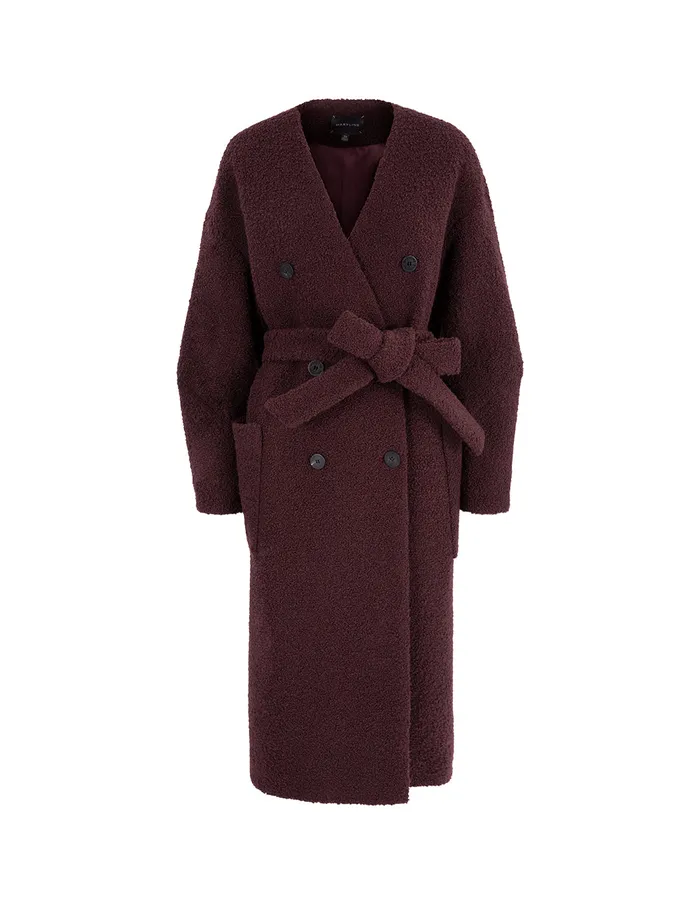 MARYLING Jacket and Coat Burgundy Collarless Lantern Sleeve Coat Burgundy 8211 Women MARYLING Jacket and Coat Burgundy Collarless Lantern Sleeve Coat Burgundy 8211 Women