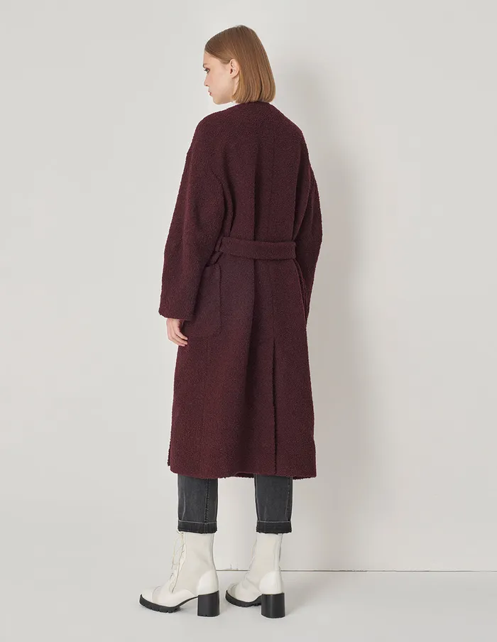 MARYLING Jacket and Coat Burgundy Collarless Lantern Sleeve Coat Burgundy 8211 Women MARYLING Jacket and Coat Burgundy Collarless Lantern Sleeve Coat Burgundy 8211 Women