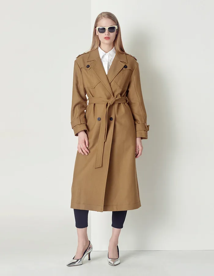 MARYLING Jacket and Coat Classic Camel Doublebreasted Coat Brown 8211 Women