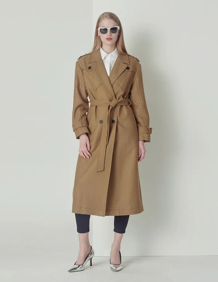 MARYLING Jacket and Coat Classic Camel Doublebreasted Coat Brown 8211 Women MARYLING Jacket and Coat Classic Camel Doublebreasted Coat Brown 8211 Women
