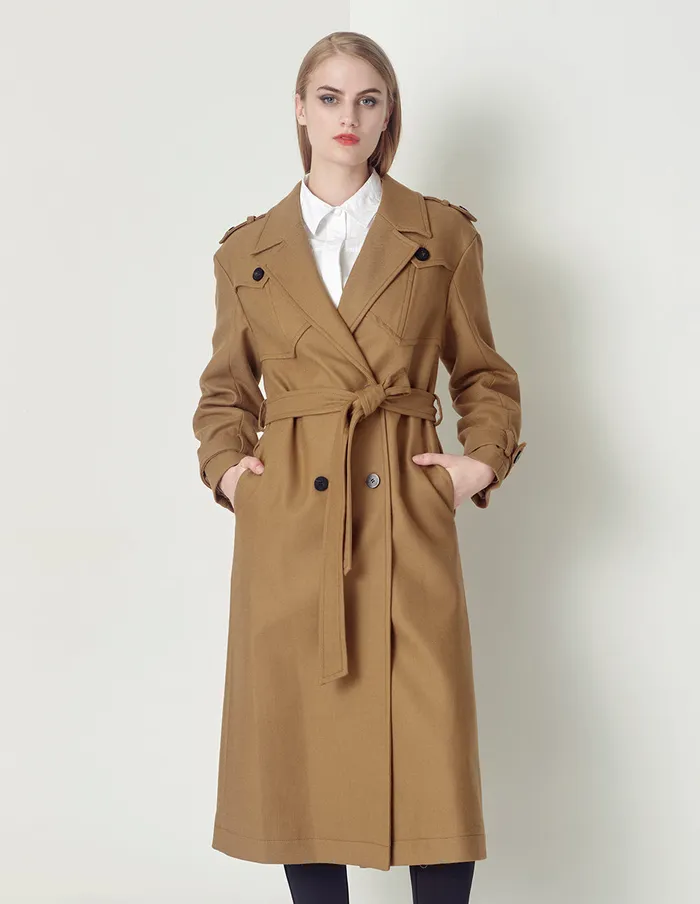 MARYLING Jacket and Coat Classic Camel Doublebreasted Coat Brown 8211 Women MARYLING Jacket and Coat Classic Camel Doublebreasted Coat Brown 8211 Women