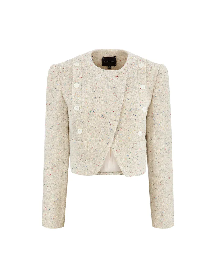 MARYLING Jacket and Coat Colourful Polka Dot Chest Side Decoration Design Round Swing Coat Dots 8211 Women MARYLING Jacket and Coat Colourful Polka Dot Chest Side Decoration Design Round Swing Coat Dots 8211 Women