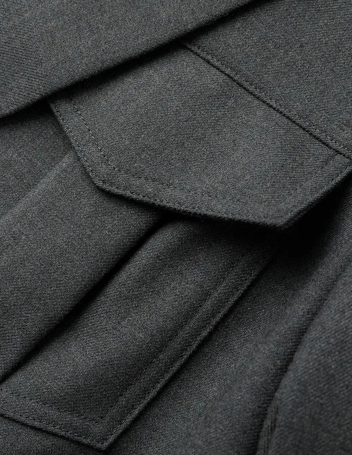 MARYLING Jacket and Coat Grey Blue Hem Curved Design Retro Blazer Grey 8211 Women MARYLING Jacket and Coat Grey Blue Hem Curved Design Retro Blazer Grey 8211 Women