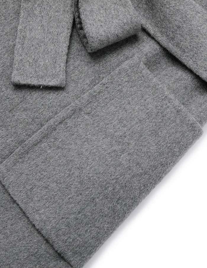 MARYLING Jacket and Coat Notched Lapel Wrap Belted DoubleFaced Wool Coat Grey 8211 Women MARYLING Jacket and Coat Notched Lapel Wrap Belted DoubleFaced Wool Coat Grey 8211 Women