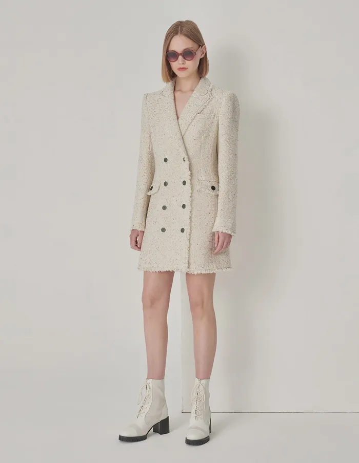 MARYLING Jacket and Coat Pistol Lapel MidLength Blazer Dots 8211 Women MARYLING Jacket and Coat Pistol Lapel MidLength Blazer Dots 8211 Women