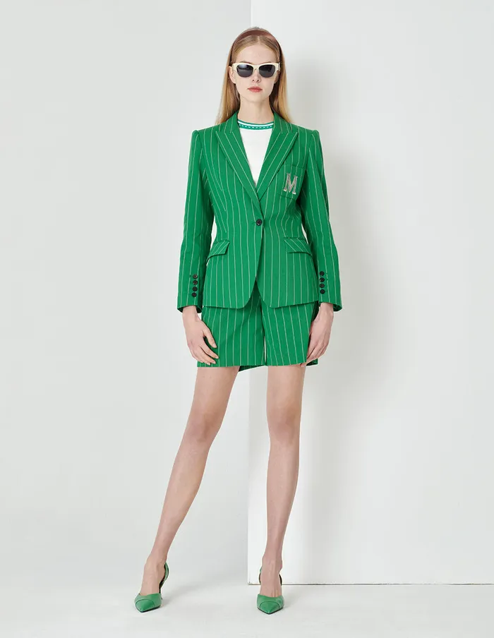 MARYLING Jacket and Coat Spring Green Bottom White Stripe Blazer Mix 8211 Women MARYLING Jacket and Coat Spring Green Bottom White Stripe Blazer Mix 8211 Women