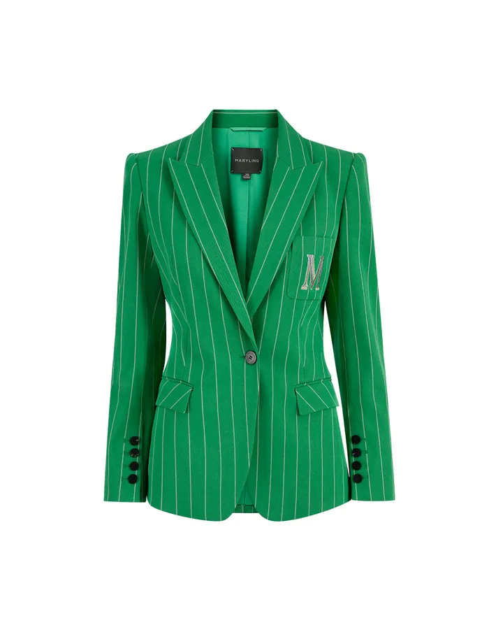 MARYLING Jacket and Coat Spring Green Bottom White Stripe Blazer Mix 8211 Women MARYLING Jacket and Coat Spring Green Bottom White Stripe Blazer Mix 8211 Women