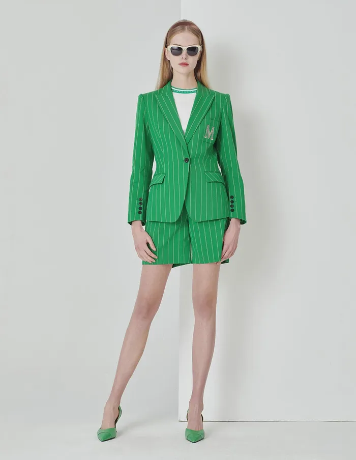 MARYLING Jacket and Coat Spring Green Bottom White Stripe Blazer Mix 8211 Women MARYLING Jacket and Coat Spring Green Bottom White Stripe Blazer Mix 8211 Women