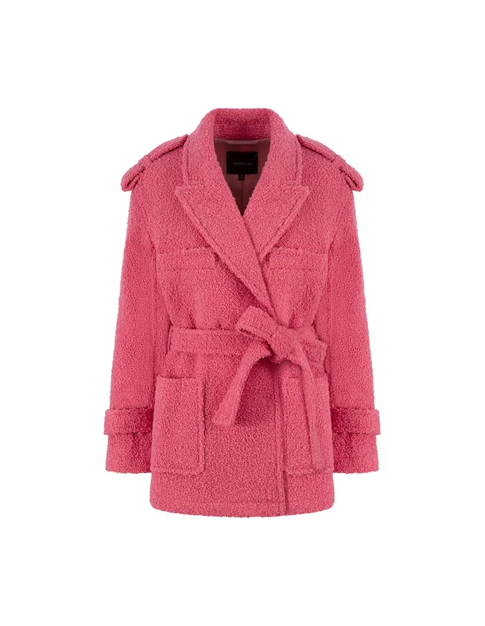 MARYLING Jacket and Coat Sweet Peach Pink Belted Jacket Red 8211 Women MARYLING Jacket and Coat Sweet Peach Pink Belted Jacket Red 8211 Women