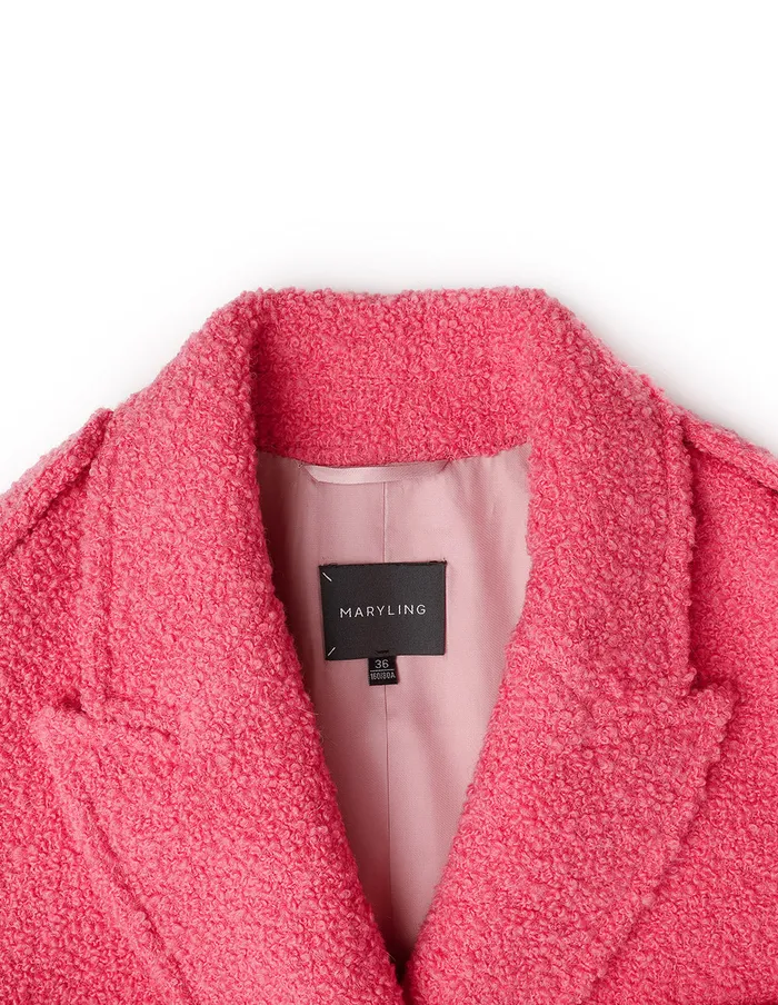 MARYLING Jacket and Coat Sweet Peach Pink Belted Jacket Red 8211 Women MARYLING Jacket and Coat Sweet Peach Pink Belted Jacket Red 8211 Women