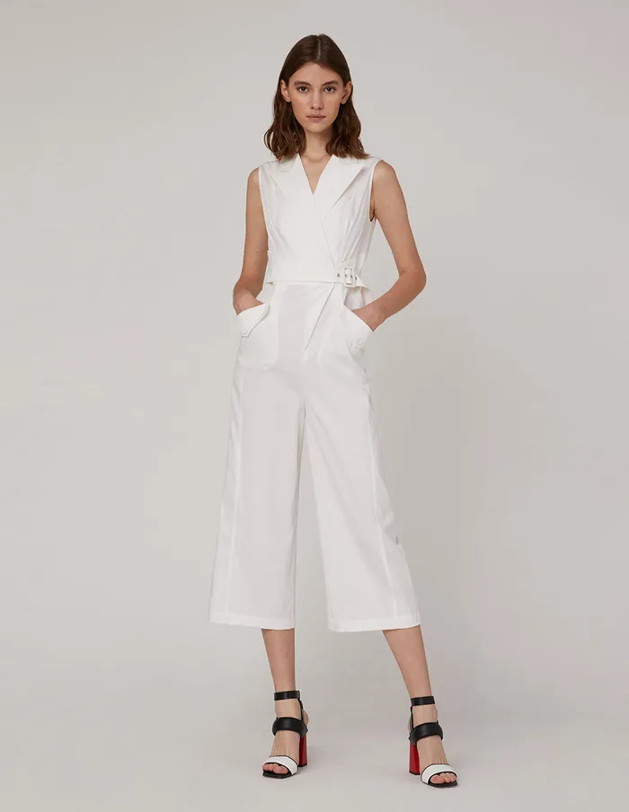MARYLING Jumpsuits Blazer Denim Jumpsuit White 8211 Women