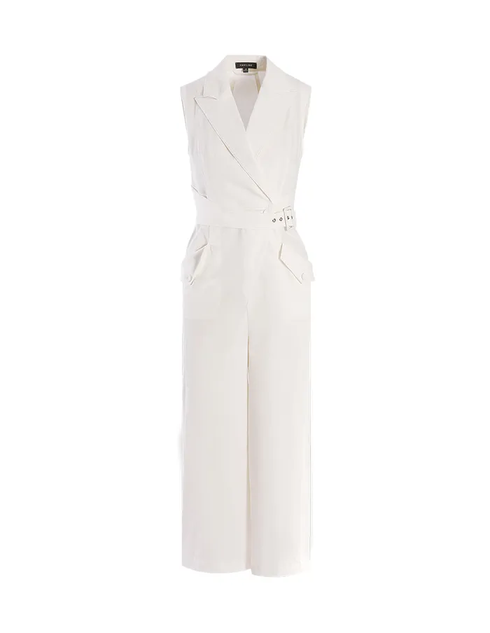 MARYLING Jumpsuits Blazer Denim Jumpsuit White 8211 Women MARYLING Jumpsuits Blazer Denim Jumpsuit White 8211 Women