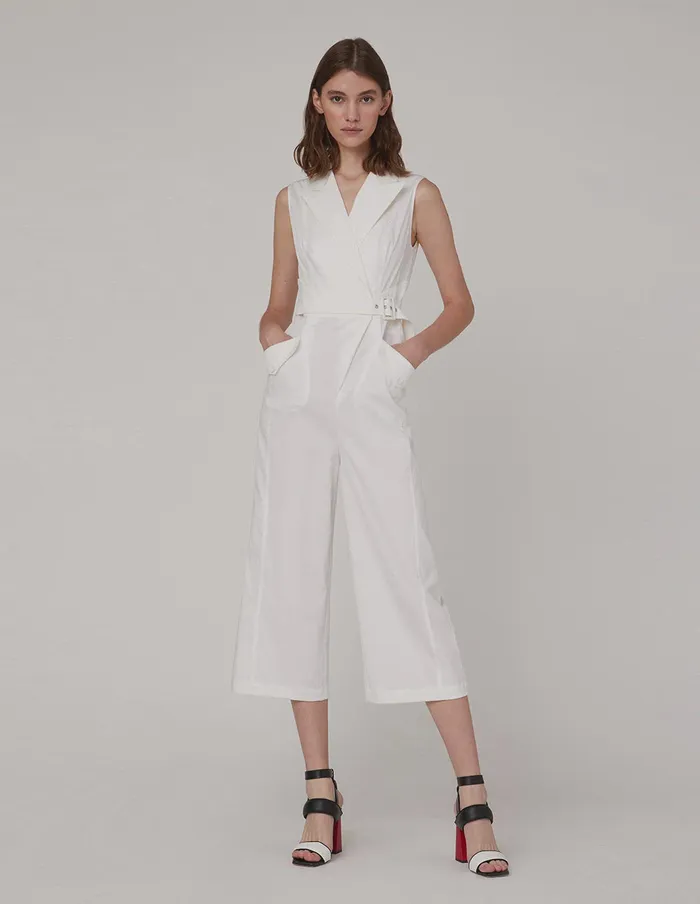 MARYLING Jumpsuits Blazer Denim Jumpsuit White 8211 Women MARYLING Jumpsuits Blazer Denim Jumpsuit White 8211 Women