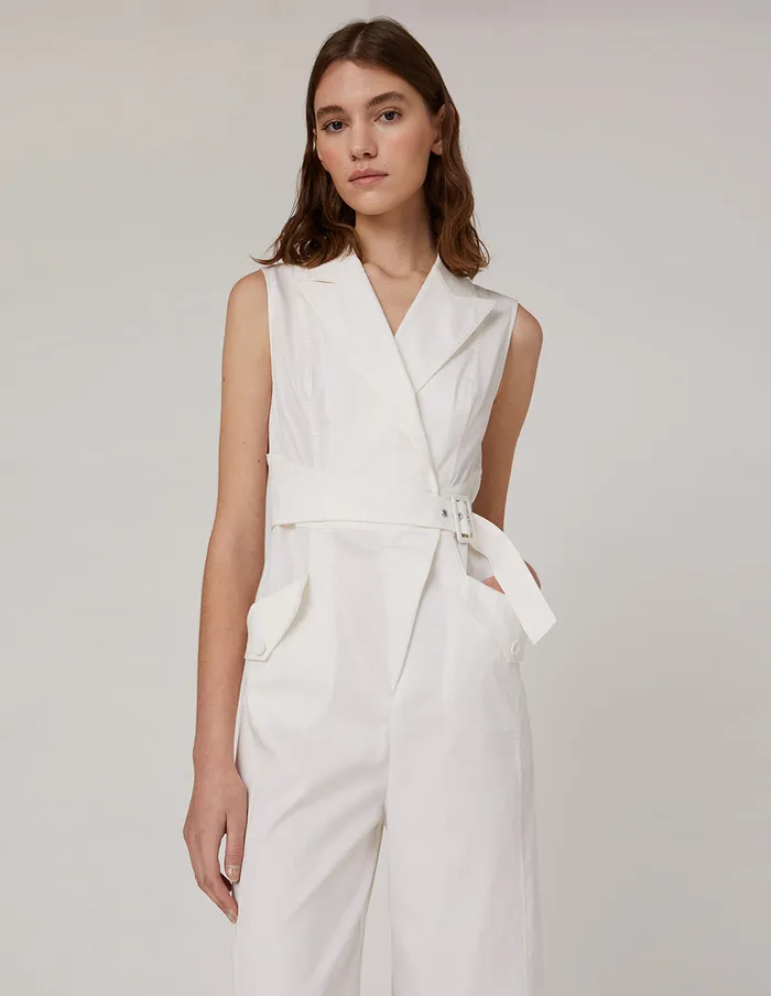 MARYLING Jumpsuits Blazer Denim Jumpsuit White 8211 Women MARYLING Jumpsuits Blazer Denim Jumpsuit White 8211 Women