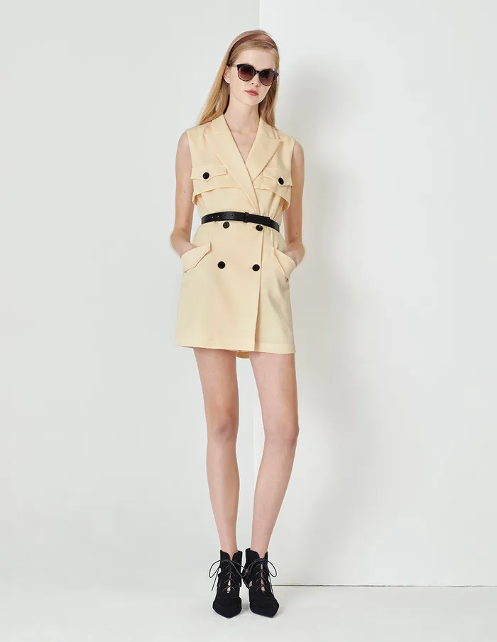 MARYLING Jumpsuits Cream Yellow Sleeveless Jumpsuit With Suit Collar Yellow 8211 Women MARYLING Jumpsuits Cream Yellow Sleeveless Jumpsuit With Suit Collar Yellow 8211 Women