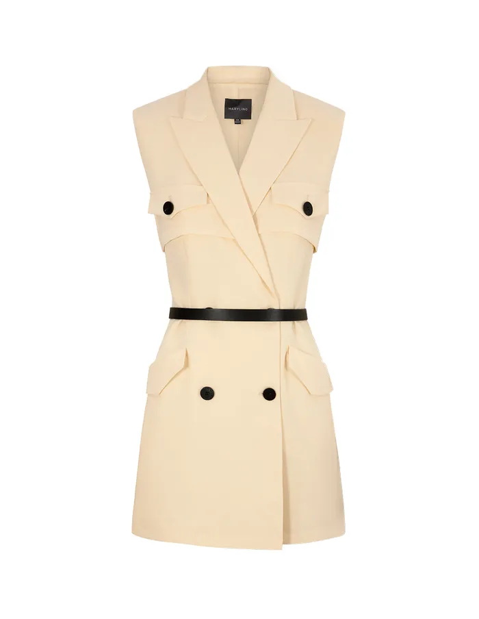 MARYLING Jumpsuits Cream Yellow Sleeveless Jumpsuit With Suit Collar Yellow 8211 Women MARYLING Jumpsuits Cream Yellow Sleeveless Jumpsuit With Suit Collar Yellow 8211 Women